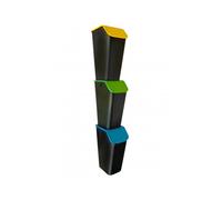 Lot de bacs de recyclage 3x 35 L couvercles colorés tri des déchets empilables