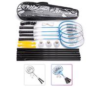 Lot de Badminton pour 4 Joueurs - Ensemble de Raquettes avec 3 Volants et 1 Filet - Idéal pour Les Enfants et Les Adultes et la Famille - pour Les activités de Plein air Jardin de Plage (4 Raquettes,