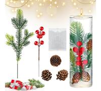 Lot de baies rouges artificielles pour remplissage de pot de Noël - Pommes de pin artificielles - Pour décoration de la maison, fête de mariage, décoration de mariage, couronne d'arbre, appartement