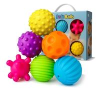 Lot de balles de massage texturées pour bébé - Sans BPA/phtalates/latex - Pour bébé de 6 mois (balles multicolores)