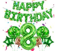 Lot de ballons à thème chiffre - Ballons à l'hélium en forme de chiffres pour filles et garçons - Ballons à l'hélium pour décoration de fête d'anniversaire à thème (vert + marron, 8)