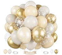 Lot de ballons beiges et dorés en forme de flocon de neige, crème, blanc, sable, doré métallisé, style bohème, ivoire, nude, pour l'hiver, le pays des merveilles, la neige, un anniversaire, un mariage