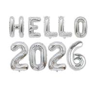 Lot de ballons décoratifs pour le Nouvel An 2026, le Nouvel An Hello 2026, ballons joyeux au Nouvel An, ballons en aluminium, pour fête du Nouvel An, décoration de fête du Nouvel An, décoration de