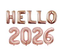 Lot de ballons décoratifs pour le Nouvel An 2026, Nouvel An Hello 2026, ballons joyeux au Nouvel An, ballons en aluminium, pour fête du Nouvel An, décoration de fête de nouvel an, décoration de fête