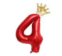 Lot de ballons en forme de chiffre 4 pour 4e anniversaire de fille, décoration de fête d'anniversaire (chiffre 4) Rouge 101,6 cm