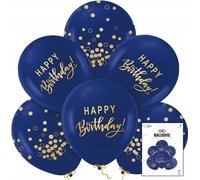 Lot de ballons HAPPY BIRTHDAY imprimés bleu marine décoration d'anniversaire 6