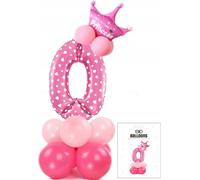 Lot De Ballons Roses Debout Avec Le Chiffre 0 Pour Une Décoration D'anniversaire