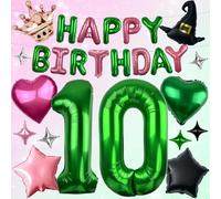 Lot de ballons Wicked pour décoration de fête de sorcière - Grands ballons émeraude de 101,6 cm pour décoration de fête d'anniversaire sur le thème de la sorcière magique (10ème)