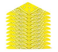 Lot de bandanas 100% Coton paisley foulard fichu - Jaune - Lot de 10 identiques