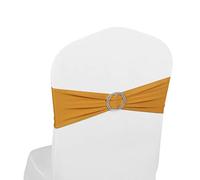 Lot de bandes élastiques de chaises en élasthanne avec motif nœuds décoratifs. Décoration de la maison, mariage, fêtes., doré, 50PCS
