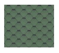 Lot de bardeaux bitumineux Hexagonal Rock H334GREEN, couleur vert - bitume toiture Timbela M334 pour chalet de jardin