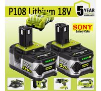 Lot de batteries lithium-ion 18 V 5 Ah pour Ryobi One+ Plus RB18L50 P108 RB18L