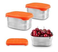 Lot de boîtes à goûter réutilisables et étanches en acier inoxydable et silicone, récipients hermétiques conçus pour le stockage des aliments portables, faciles à nettoyer et passent au lave-vaisselle