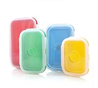 Lot de boîtes de conservation pliables en silicone hermétiques 350/500/800/1200 ml (multicolore)