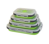 Lot de boîtes de conservation pliables en silicone hermétiques 350/500/800/1200 ml (vert)
