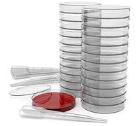 Lot De Boîtes De Pétri En Plastique Stérile Avec Couvercles Ventilés (Paquet De 25), 90 x 15 Millimètres, Dix Pipettes De Transfert En Plastique (3 Millimètres)