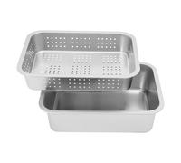 Lot de bols à panure, récipient gastronorme en acier inoxydable avec piston perforé pour égoutter, laver les légumes ou conserver les ingrédients