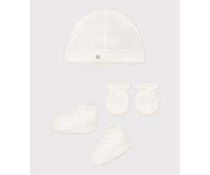 Lot de bonnet, chaussons et moufles bébé mixte en coton uni Petit Bateau - multicouleur - Taille naissance NAI multicouleur