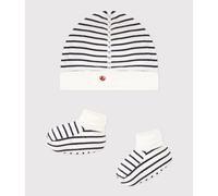 Lot de bonnet et chausson bébé mixte en coton à rayures Petit Bateau - multicouleur - Taille 3 mois 3M multicouleur