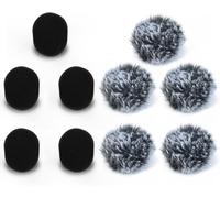 Lot de Bonnette Anti-Vent en Fourrure & Mousse pour Micro-Cravate Lavalier,Kit Deadcat et Bonnettes pour Mini Micro à Clip,5 Bonnette en Fourrure + 5 en Mousse
