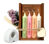 Lot de bougies avec bougeoir et boîte en bois - Bougies faites à la main avec fleurs séchées - Cadeau d'anniversaire pour femme, maman, petite amie, sœur, prenez ce que vous avez besoin - Bougies