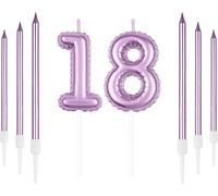 Lot De Bougies D'anniversaire Roses En Forme De Chiffre 18 Avec 6 Bougies Longues, Ensemble De 18 Bougies Pour 18e Anniversaire, Anniversaire De Mariage[Z3973]