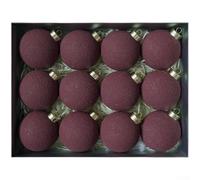 Lot de boules de Noël en ciment givré texturé pour décoration d'arbre de vacances et couronne avec boucles de suspension intégrées (A)