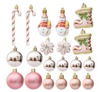 Lot de boules de Noël en plastique avec renne, sommet de sapin et formes de bonbons pour décoration de vacances polyvalente (20 pièces)