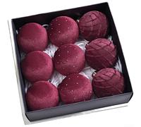 Lot de boules de Noël en velours de 8 cm, élégantes décorations à suspendre pour sapin de vacances avec diamants étincelants et design d'art moderne pour décoration d'intérieur festive (D)