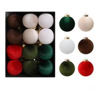 Lot de boules de Noël en velours pour décorations de sapin de vacances, texture douce et design élégant, mécanismes de suspension faciles pour une utilisation saisonnière festive (A)