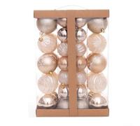 Lot de boules de Noël galvanisées, 20 x diamètre 8 cm, réutilisables, pendentif arbre de Noël scintillant pour décoration d'intérieur (abricot)