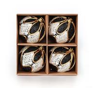 Lot de boules de Noël noires et dorées en mousse de 8 cm
