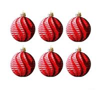 Lot de boules de Noël transparentes galvanisées à suspendre en plastique pour fêtes et célébrations à la maison (6 cm, rouge)