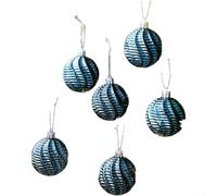 Lot de boules de Noël transparentes galvanisées de 6 cm à suspendre avec plastique pour divers décors festifs (Azure)