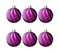 Lot de boules de Noël transparentes galvanisées de 6 cm pour décoration à suspendre dans les maisons et les fêtes (violet)
