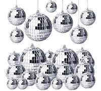 Lot de Boules Disco argentées à Suspendre, Mini Boule Disco Petite décoration, Boule Miroir pour Sapin de Noël, Mariage, fête d'anniversaire, décoration, Effet lumière