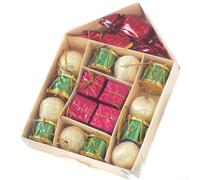 Lot de boules en plastique à suspendre pour sapin de Noël avec détails faits à la main (D)