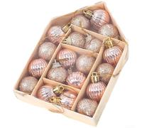 Lot de boules en plastique à suspendre pour sapin de Noël avec détails faits à la main (F)