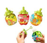 Lot de bouteilles à bulles - 4 pièces 6,5 x 6,5 x 11 cm | Souffleurs à bulles en forme de fruit qui ne se renversent pas avec des bouteilles de solution d'inversion à la main
