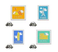 Lot de broches de voyage avec motifs de monuments de Londres, Paris, Rome et Égypte, collection de pin's en alliage, épingles créatives pour chemisier pour homme et femme, bijoux souvenir touristique