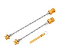 Lot de brochettes de roue de vélo antivol à dégagement rapide avec levier amovible pour vélo de montagne et vélo pliant, paire d'essieux avant et arrière en alliage d'aluminium ultraléger (jaune)