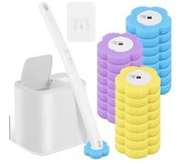 Lot de brosses WC jetables avec poignée allongée et support - Kit de nettoyage avec 24 recharges de nettoyant pour salle de bain, lavabo, baignoire, sol (blanc + 24)