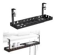 Lot de Cable Management,Plateau de Gestion des Câbles sous Bureau Rétractable de 43cm à 74cm sans Perçage,Rangement Cable Bureau pour La Gestion des Câbles et des Multiprises (Noir)