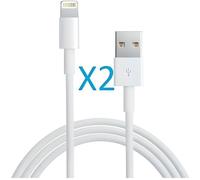 Lot de câbles USB - STRAßE TECH - Compatibles iPhone 6/5S/5C/5/iPad - Lot 2 - Blanc - Charge/Transfert