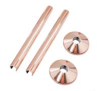 Lot de cache-tuyaux de radiateur 15 mm x 200 mm et colliers de tuyau en effet chromé, cache-clips pour chauffage central (or rose)