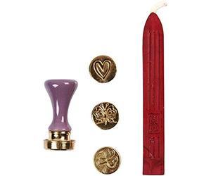 Lot de cachets de cire D : 18 mm - Cœur, papillon, trèfle, 1 jeu