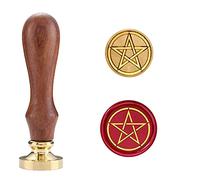 Lot de cachets de cire pour sceaux de cire en cuivre avec calotte en bois, timbre vintage rétro wiccan (pentagram)