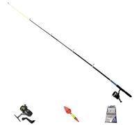 Lot de Canne à Pêche Trimax 2,1 m, Accessoire Peche, Article de Peche | Kit Complet de Canne à Pêche Télescopique Ultra Légère + Moulinet + Gréement (Hameçons, Flotteur, Poids) + 100 m de Fil