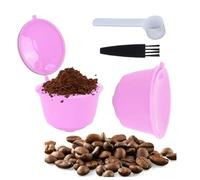 Lot de capsules réutilisables en acier inoxydable pour machine à café Dolce Gusto (violet, 3 capsules, 1 cuillère et 1 brosse)