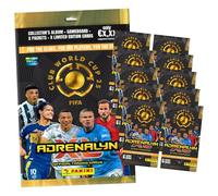 Lot de cartes à collectionner Panini FIFA Club World Cup 2025, Coupe du Monde, Coupe du Monde, choix + carte d'anniversaire exclusive (1 débutant + 10 boosters)